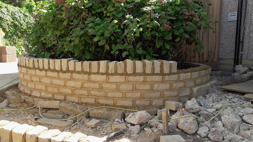 Building a brick raised bed