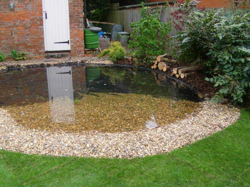 Sustainable garden drainage pond